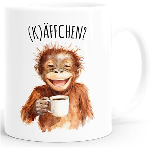 MoonWorks® Tasse Spruch Käffchen Wortspiel Affe lustige Tiermotive Bürotasse lustige Kaffeebecher Geschenk Kaffeeliebhaber Weiss standard