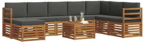 vidaXL Sofagarnituren 9 pcs Natur und Anthrazit Massivholz Akazie, Modernes Outdoor-Sofa Set, langlebige Sitzmöbel für Garten, Terrasse, Lounge und gemütliches Wohnen
