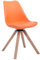 CLP Retrostuhl Troyes Square Mit Kunstlederbezug Und Hochwertiger Polsterung I 360° Drehbarer Stuhl Mit Schalensitz Und Massiven Holzbeinen, Farbe:orange, Gestell Farbe:Natur