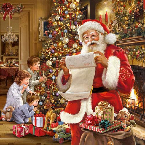 20 Servietten Weihnachten Weihnachtsmann Wunschzettel Geschenke Christmas 33 x 33