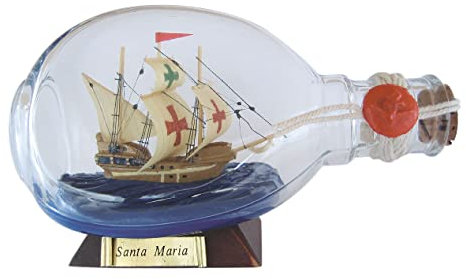 Sea-Club Flaschenschiff - Santa Maria Buddelschiff Glas/Holz/Messing B=15cm