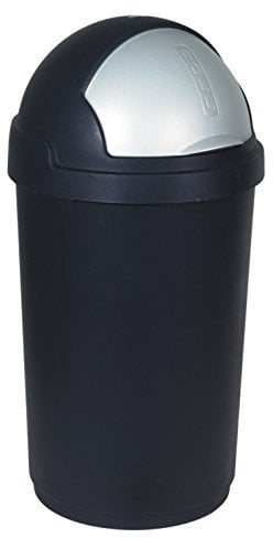 Curver 03986-Y09-40 Poubelle Swing Top 25L, Plastique, Noir/Gris, 35 x 25 x 10 cm