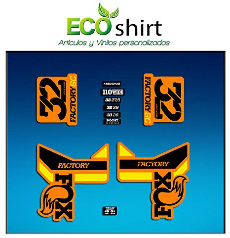 Ecoshirt SU-LM8P-15XZ Autocollants Fork Fox 32 SC Factory 2017 Am88 Autocollants Fourche Gabel Fourche Noir Jaune