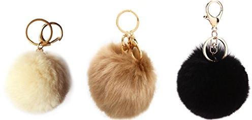 NOVAGO Pompons Porte Clé Bijou de Sac à Main en véritable Poil de Lapin, Toucher Doux Garanti