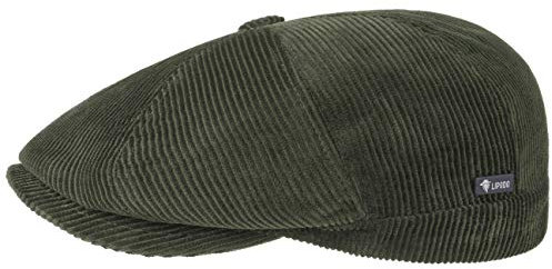 Lipodo 8 Panel Cord Flatcap Herren Flat Cap Baumwolle Schiebermütze Made in Italy Unifarben Herbst Winter Regular-Fit Gefüttert Oliv XL (60-61 cm)