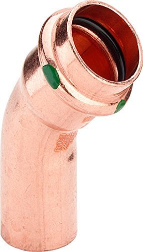 Viega ProfiPress 45 Grad Bogen, 22mm, Type 2426.1, einseitig ein Pressanschluss sowie eine Einsteckverbindung, 5 Stück