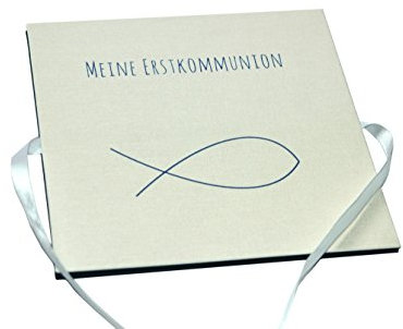 Leporello Fotoalbum Fisch 17x17cm weiße Seiten Kommunion Erstkommunion