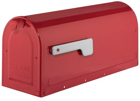 Arquitectura buzones 7600R MB1 Post Mount Soporte de buzón rojo con plata bandera MB1 Post buzón, tamaño mediano