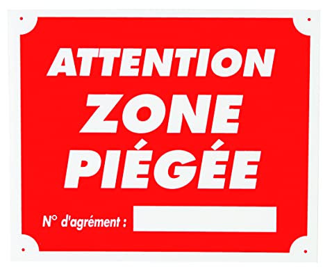 Januel - Attention Zone Piégée - Territoire de Chasse - Panneau Signalétique Piégeage - 30x25cm - Rouge & Blanc - Akylux Souple 4mm Taille Unique