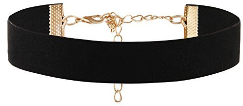 JewelryWe Schmuck Damen Hoker Halskette, 18mm Breite Velvet Spitze Choker Tattoo Punk Gothic Halsband, Schwarz