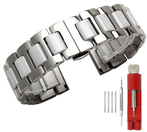 Kai Tian Exquisites zweifarbiges Uhrenarmband aus Metall mit Werkzeug 14mm 16mm 18mm 20mm 22mm 24mm