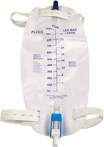Easy-Tap - Sacca da gamba per drenaggio urinario, 1000 ml, valvola anti-reflusso, cinghie in tessuto, scarico facile da capovolgere (confezione da 3)