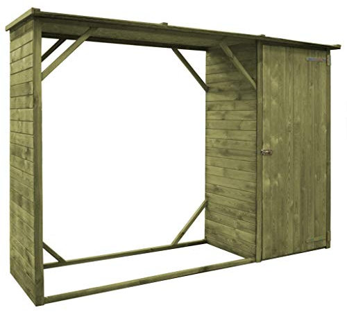 Festnight Capanno per Attrezzi e Legna da Giardino Esterno in Legno Massello di Pino FSC,Casetta per Attrezzi e Legna da Giardino Esterno in Legno,Capanno da Giardino,Capanno per Legna 253x80x170cm