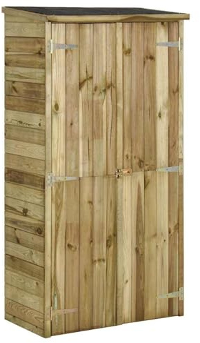 Festnight Ger?teschuppen Ger?teschrank aus Kiefernholz(Grün Impr?gniertes), Verrottungsbest?ndig, 85 x 48 x 177 cm, Holz Lagerschuppen Au?enschrank