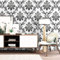 10X0.53M Vintage White Black Damask Waterproof Embossed Textured PVC Wallpaper Roll for Bedroom Livingroom 1.73' W x 32.8' L=5.3㎡ (57sq.ft)