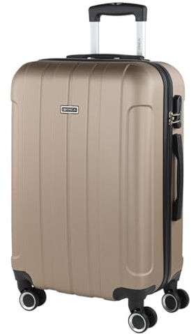 ITACA - Koffer Groß, Koffer Mittelgroß, Hartschalenkoffer M - Robuster Hartschalenkoffer & Koffer & Trolleys mit 4 Rollen, ideal als Reisekoffer für Jede Reise, Champagner