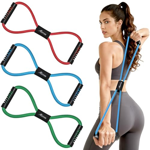 HPYGN Resistance Bands, Figure 8 Exercise Bands for Women Men, 8 Shaped Resistance Bands for Arms, Chest Expander, Yoga Gym Fitness Pulling Rope 8 Word Elastic for Exercise Muscle Training Tubing