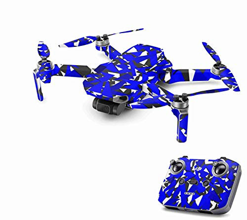 Skins4u Aufkleber Folie kompatibel mit DJI Mavic Mini 2 Drohne Skin Vinyl Skins Schutzfolie Wrap Folierung Sticker Signal blau