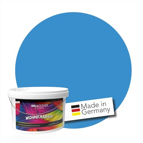 WALLCOVER hochwertige Wandfarbe für Innen | Blau | 1L für 8m² | Hochdeckende Innenfarbe Matt (Klasse 1) | Profi Qualität aus Deutschland