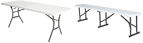 LIFETIME Pack Mesa plegable multiuso mas banco resistente plegable