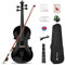 Vangoa 4/4 Violino Acustico Concerto Violin Set con Custodia, Colofonia, Arco, Corde per Violino per Principianti Adulti Studenti, Nero