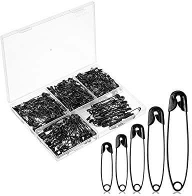 Mr. Pen- Safety Pins, Black, 5 Sizes, Assorted Safety Pins for Clothes
