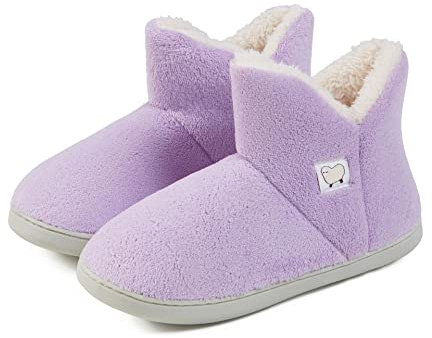 AUXDIQ Pantofole Stivaletto Donna Uomo Invernali Ciabatte da Casa Chiuse Calde Peluche Pantofola Antiscivolo Viola 35/36 EU