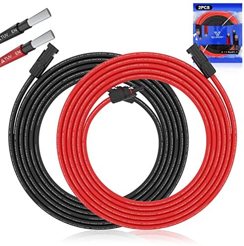 RELIAGINT Kit Cavo per Pannelli Solari 6m – Connettore in Rame Stagnato Resistente a Intemperie, Ruggine e Ossidazione – Cavo Solare per Fotovoltaico 9AWG (6mm²) – Conduttori Precrimpati 1.500 V