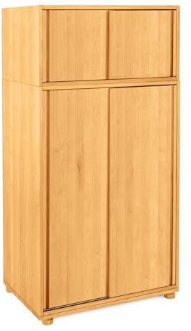 BioKinder - Das gesunde Kinderzimmer Set Laura Schiebetürenschrank 55 cm Tiefe, Farbe:Massivholz Erle, Farbe des Korpus:Massivholz Erle