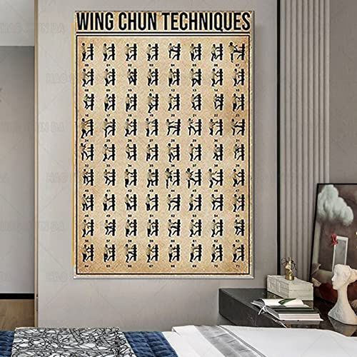 TANYANG Retro Martial Arts Wing Chun Techniques Poster Wall Art Canvas Painting Hd Print Wall For Home Decor Artwork 50X70Cm Kein Rahmen