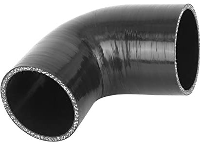 A ABSOPRO 2.5 to 3 ID 90 Degree Elbow Silicone Reducer Hose Turbo Silicone Hose Coupler Intercooler Tube Black for Car Intercooler Intake Piping