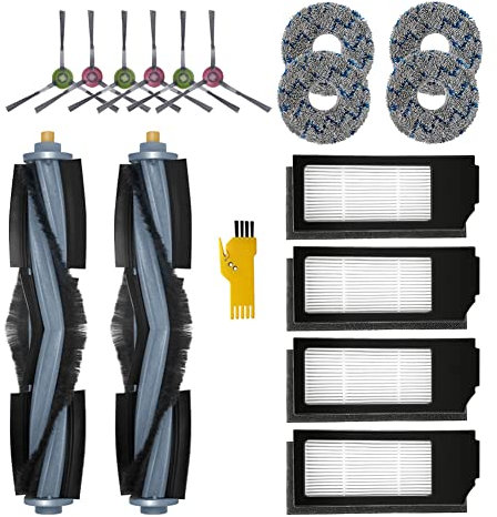 aotengou Kit de Accesorios de Repuesto para ECOVACS DEEBOT X1 OMNI & X1 TURBO & X1e OMNI & X1+ Robot Aspirador 16 Paquetes 2 Cepillos Principales & 4 Filtros & 6 Cepillos Laterales & 4 Paños de Mopa