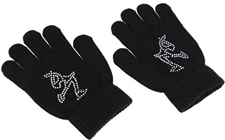 Leeadwaey Gants de patinage sur glace extensibles pour filles, femmes et enfants - Noir - Taille S