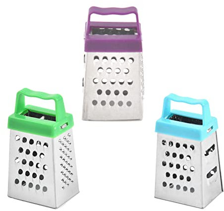 UAIAGM Mini Cheese Grater, 3Pcs Set - Stainless Steel, 4 Sides, Ideal for Home Cooking