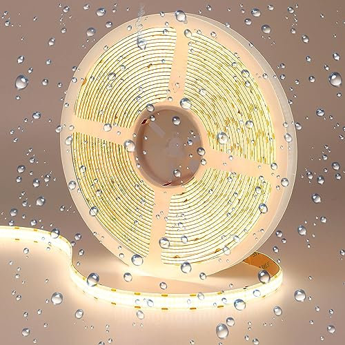 GOMING 24V 10M Doppelreihe COB LED Streifen Wasserdicht IP65 Natürliches Weiß 4000K LED Strip 600LED/M LED Band Selbstklebend CRI 93+ Hohe Helligkeit 20000lm für Heim Deko(Netzteil nicht Enthalten)