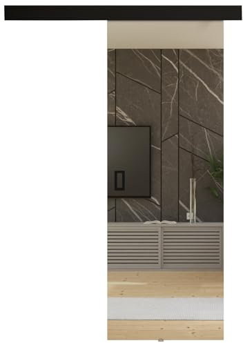 KIER FURNITURE Türen MESTO 100 Moderne Schiebetüren - Wandschiebetür - Universal Links und Rechts - Metallschiebesystem - Robust, Haltbar - Stabil, Langlebig - Schwarz B106xH205xT1,6 cm