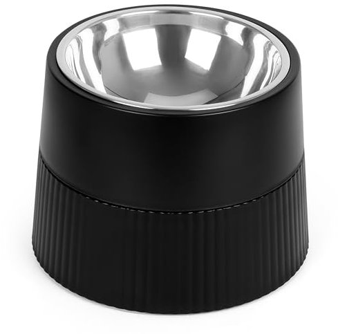 Belle Vous Raised Dog Food Feeder with Removable Bowl - 400ml/13.5oz Stainless Steel Dish in Non-Slip Raised Stand - Pet Food/Water Bowl for Feeding Small, Medium and Large Dogs or Large Cats