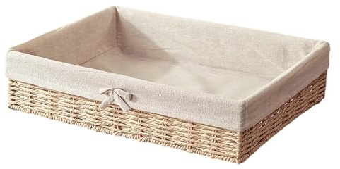 JISADER Geflochtene Körbe, rechteckiger Organizer, Mülleimer, Toilettenpapierbehälter, Organizer, dekorativer Korb für Schokolade, Snacks, Abendessen, 35cmx25cmx8cm