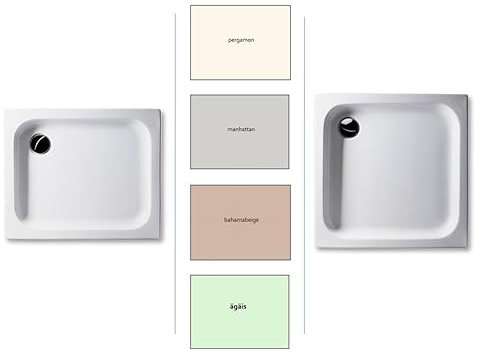 Duschwanne Acryl, wählbar in den Farben: Pergamon, Bahamabeige/Beige, Manhattan, Ägäis in verschiedenen Größen flach 6,5cm (Manhattan, 90 x 75cm)