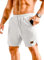 JMIERR Herren Waffel Kurze Hosen mit 3 Taschen Basketball Sporthose 2024 Sommer Casual Shorts Elastische Taille Weiß XL