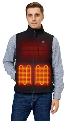 ORORO Men's Heated Softshell Gilet with Power Bank, Lightweight Soft Shell Heated Vest for Men (Black,L)