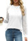 Aokosor Long Sleeve Tops Women Tops Plain Crew Neck Pleated Shirt Loose Casual Blouse for Women Tunic Shirt Ladies Jumpers Size 6-8 White