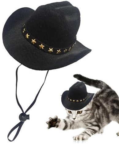 Katzen Cowboyhut Halloween Hundekappen mit Kinnriemen