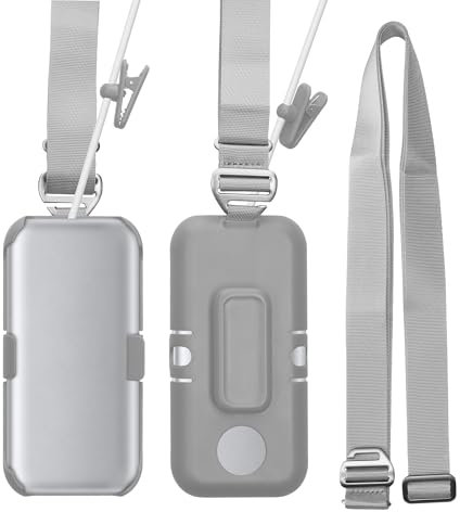 kwmobile VR Headset Battery Cover Compatible with Apple Vision Pro Holder - With Strap And Clip - Grey/Light Grey