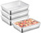 Pujito 4Pack Large Stainless Steel Rectangle Food Storage Box Container Leak Proof Plastic Lid Airtight Meat Storage Container for Fridge,Kitchen Dishwasher Safe