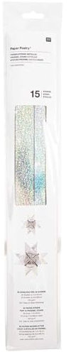 Generisch Fröbelstreifen Fröbelsterne basteln Faltstreifen Hologramm metallic 60 Streifen, 1,4x45 cm und 2,5x86 cm für 15 Sterne Glitterpapier