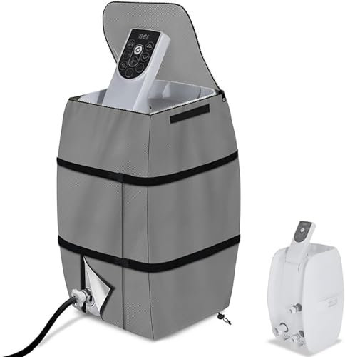 BaCover Housse de Pompe de Chauffage de Bain à Remous, Couvercle de Pompe de Chauffage de Spa, Bache de Abri Pompe Piscine Ajustable et Pliable avec Cordon et Boucle,Gris