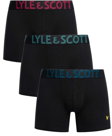 Lyle & Scott Men's Daniel 3 Pack Multi Waistband Trunks, Black, S