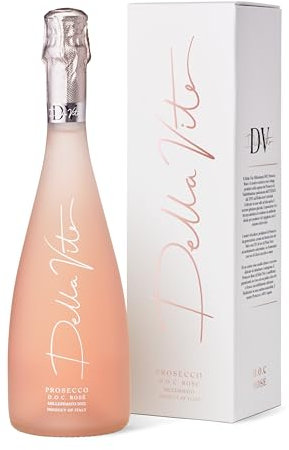 Della Vite Prosecco D.O.C Rosé Millesimato Premium Italian Prosecco Gifts for Women, Pink Prosecco Gift Set (Single Bottle, 11.5% 750ml) - Includes Gift Box