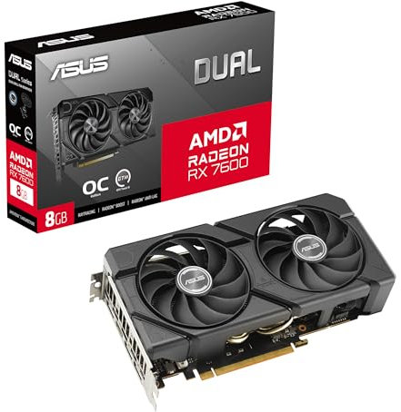 ASUS Dual Radeon™ RX 7600 Evo OC Edition 8 Go GDDR6 (PCIe® 4.0, 8 Go GDDR6, HDMI® 2.1, DisplayPort™ 1.4a, 2.5-Slot Design, Axial-Tech Fans, GPU Tweak III)